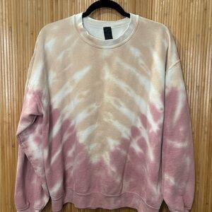 Men's Tie-Dye Sweater - Beige and Pink